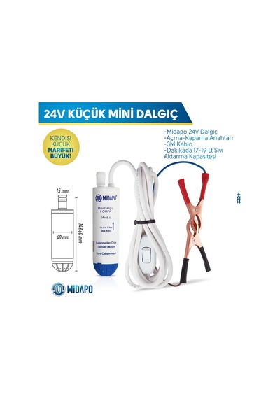 Midapo 24 Volt D.C. Dalgıc Mini Dalgıc Pompa