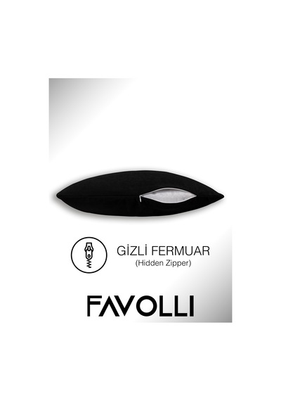 Br Favolli Kadife Dokulu Siyah Renk Kırlent Kılıfı Dream Serisi Punch Için Uygun Gizli Fermuar Siyah