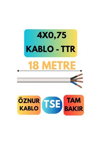 Öznur 4x0,75 Ttr Kablo Metre Seçenekli Beyaz - 18 Metre