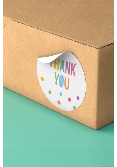 90 Adet Thank You Teşekkür Etiketi Renkli Yazılı 3x3cm St2028 Çok Renkli