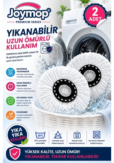 2 Li %100 Mikrofiber Yedek Mop Ultra Emici Premium Seri
