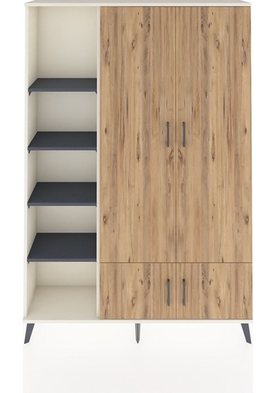 Arges Dolap 6 Raflı 4 Kapaklı Tek Askılı 132x30x195 Aytaşı-çam/antrasit Atlas Çam/antrasıt Arges Dolap 6 Raflı 4 Kapaklı Tek Askılı 132x30x195 Aytaşı-çam/antrasit Atlas Çam/antrasıt