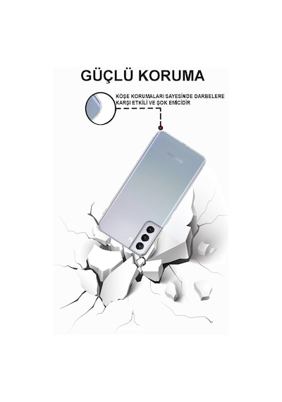 Samsun Galaxy S21 Plus ile Uyumlu Kapak Kamera Korumalı Şeffaf Tıpalı Silikon Kılıf