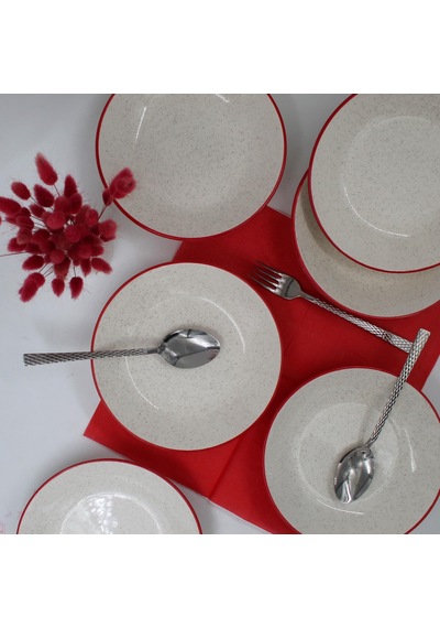 Kiraz 20 Cm Yemek Tabağı 6 Adet Kırmızı