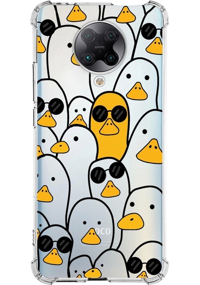 Xiaomi Poco F2 Pro Köşe Korumalı Antişok Kapak Duck Tasarımlı Şeffaf Silikon Kılıf