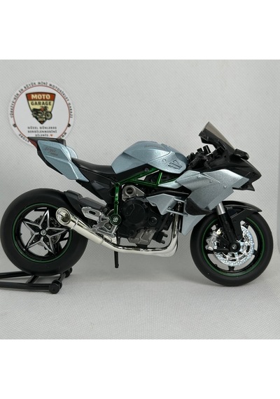 Kawasaki Ninja H2 1:12 Diecast Sesli Işıklı Motosiklet Modeli - Gri Karbon