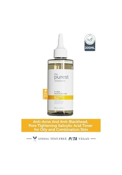 The Purest Solutions, Siyah Nokta Ve Gözenek Görünümü Önlemeye Yardımcı Salisilik Asit Tonik,yağlı Ve Karma Cilt, 200 Ml
