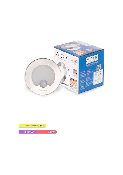 ACK Sensörlü LED Merdiven-Duvar Armatürü Yuvarlak 3000K Gün Işığı