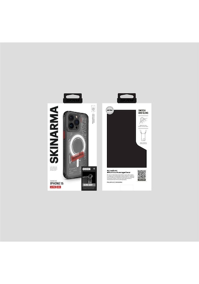Apple Uyumlu iPhone 15 Pro Kılıf Skinarma Magsafe Şarj Özellikli Yazı Desenli Airbagli Orion Kapak Şeffaf