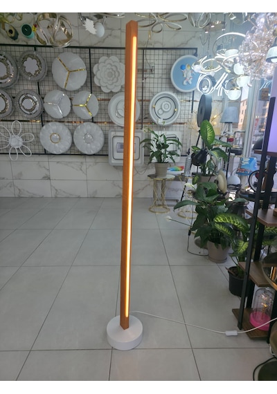 Modern Ahşap Led Lambader Kumandalı 3 Renk El Yapımı 145 Cm Meşe