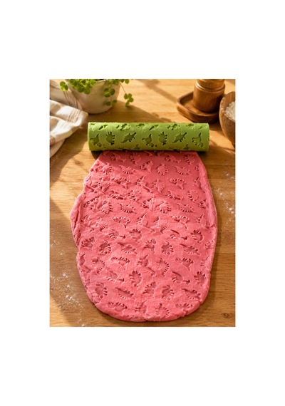 Dinozor Desenli Doku Merdanesi 2'li Set 10x2,8 Cm Kurabiye Hamur Baskı Merdanesi Pasta Dekorasyon Rulosu Diğer