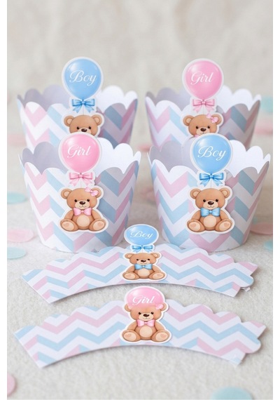 24 Parça 6 Kişilik Baby Shower Parti Ve Pasta Süsleri Seti