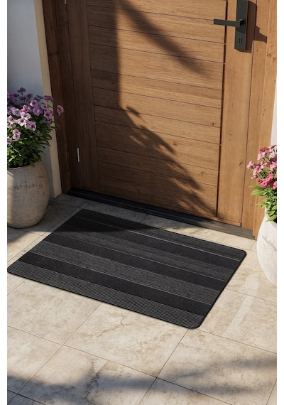 Ps034a Siyah Kaymaz Taban Nem Alıcı Toz Alıcı Kapı Önü Paspası Uv Dayanıklı 45x70 Cm