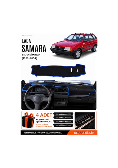 Lada Samara Enjeksiyonlu 1990-2004 Uyumlu Torpido Örtüsü, Torpido Kılıfı - Siyah-mavi - Ld002