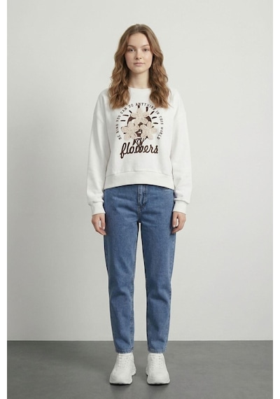 Quzu 26yswt01647 Patch Detaylı Kadın Sweatshirt Ekru