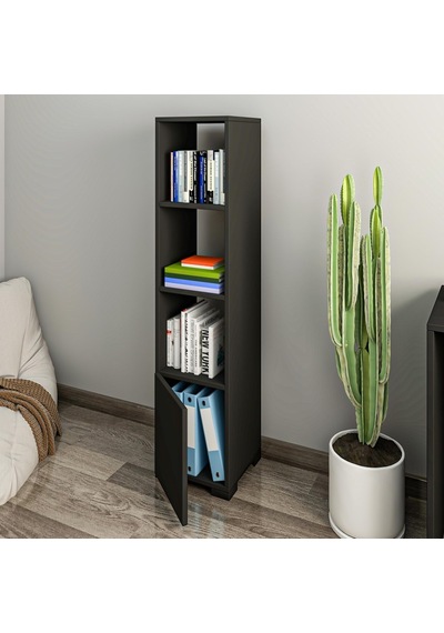 Kuzey 4 Raflı, Kapaklı Minimal Kitaplık, Antrasit Diğer