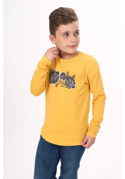 Toontoy Kids Toontoy Erkek Çocuk Baskılı Tişört Hardal