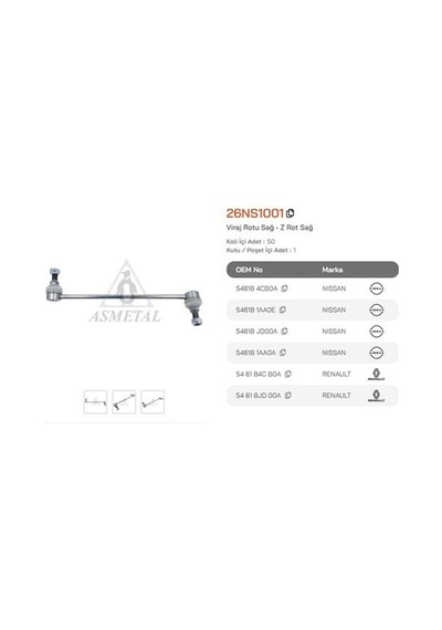 Asmetal 26ns1001 Rot Z Ön Sağ Koleos Qashqai Xtraıl 546181aa0a -