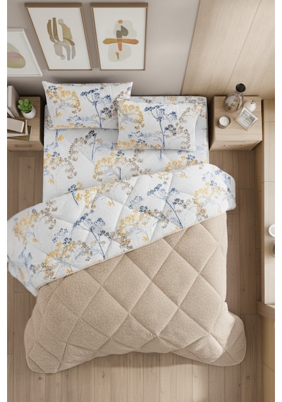 Nordelle Battal Boy Lüx Wellsoft Yorgan Çift Taraflı - 2 Adet Yastık Kılıflı Yorgan Seti 215x235 Cm Bej