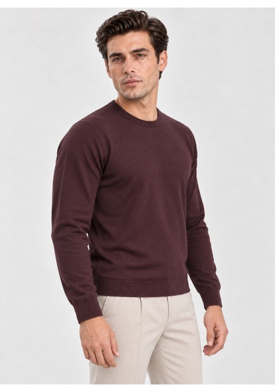 Danger Erkek Basic Triko Kazak Bordo