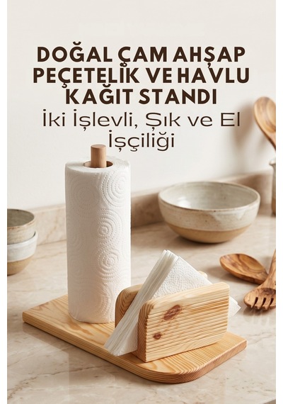 Doğal Ahşap El Yapımı Peçete Ve Havlu Kağıt Standı, Ahşap Peçetelik, Ahşap Havlu Kağıtlık Ahşap Ahşap