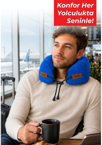 Viscofoam Cosy Ortopedik Seyahat Yastığı Visco Boyun Destekli Seyahat Yastığı - Mavi | Ergo Travel