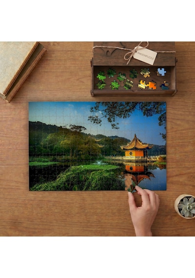Çin Parkı Tasarımı 240 Parça Ahşap Puzzle Ahşap Kutuda Mpy50355