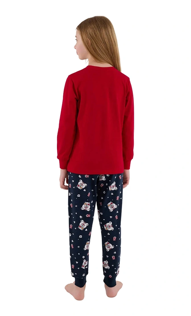 Rolypoly Rp3678-2 Anne Kız Kışlık İkili Pijama Takım Kız Kırmızı