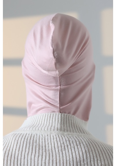 Pratik Boyunluklu Geçmeli Büyük Tesettür Bone - Pembe Pembe