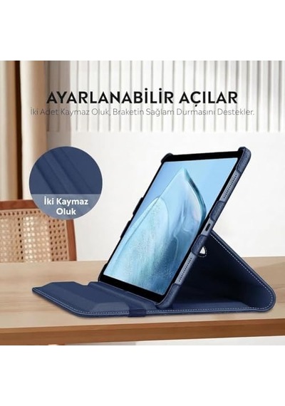 Apple İpad Yatay Ve Dikey Standlı 360 Derece Döner Tablet Kılıfı İpad 10.nesil 10.9/ipad A16 Lacivert