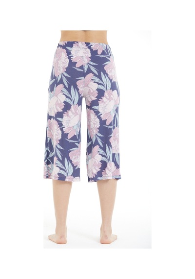 Lılac Kadın %100 Viskon Çiçek Desenli Pijama Altı Capri Mor Mor