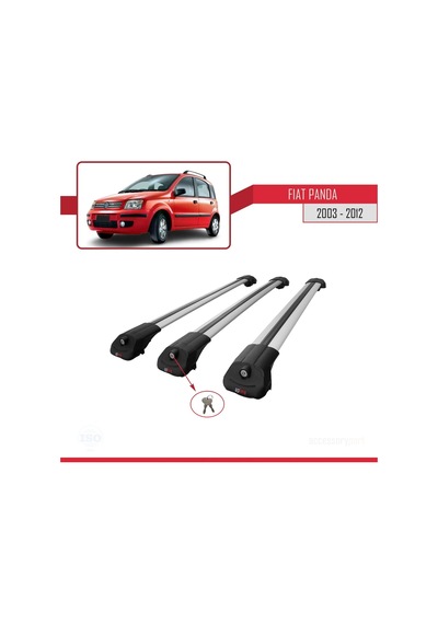 Fiat Panda 2003-2012 Arası İle Uyumlu Ace-1 Ara Atkı Tavan Barı Gri 3 Adet Bar