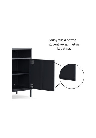 Pera Tv Ünitesi, Tv Dolabı,2 Kapaklı, Açık Raflı 100,50 X 40 X 79,50 Cm Ral 7016 Antrasit Pera Tv Ünitesi, Tv Dolabı,2 Kapaklı, Açık Raflı 100,50 X 40 X 79,50 Cm Ral 7016 Antrasit