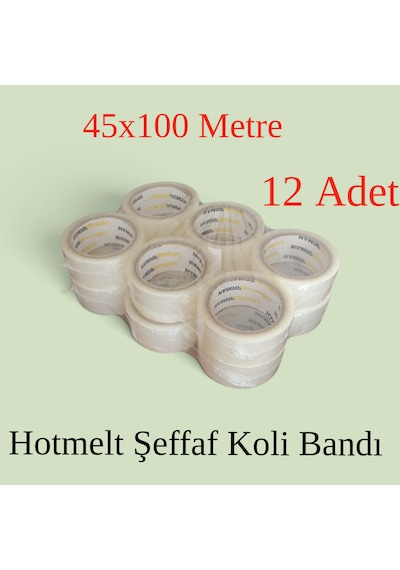 12 Adet - Liebherrman 45x100 Metre Hotmelt Şeffaf Koli Bandı - Aynı Gün Kargo
