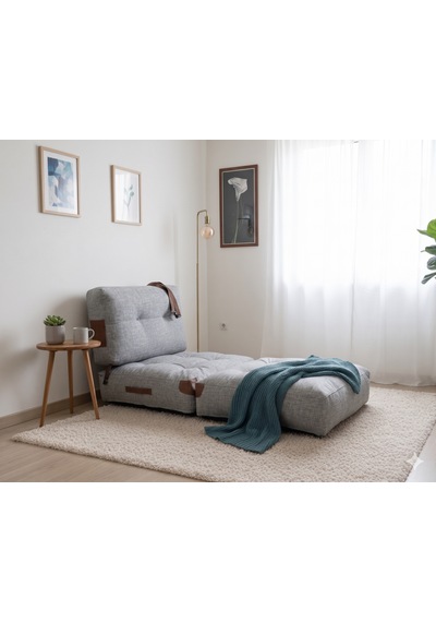 Viscolog Comfy Yeni Nesil Bohem Tekli Koltuk,yataklı Katlanır Berjer,yer Yatağı, Modüler Yapı 75x75cm 85cm gri