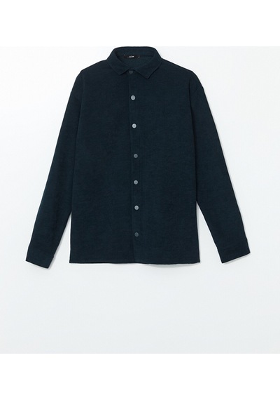 Lcwaıkıkı Classic Lacivert Slim Fit Uzun Kollu Kadife Erkek Gömlek