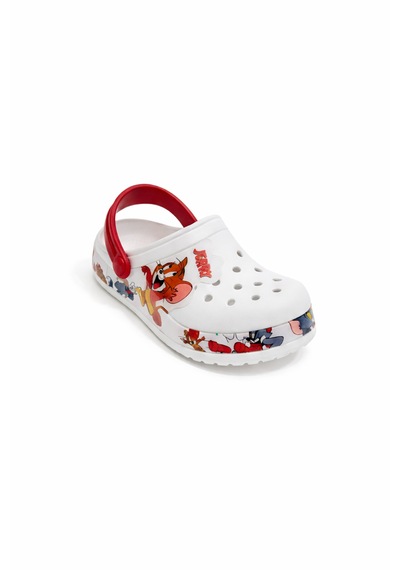 Solariz Unisex Tom Ve Jerry Figürlü Ortopedik Kaymaz Eva Taban Terlik Kırmızı Beyaz