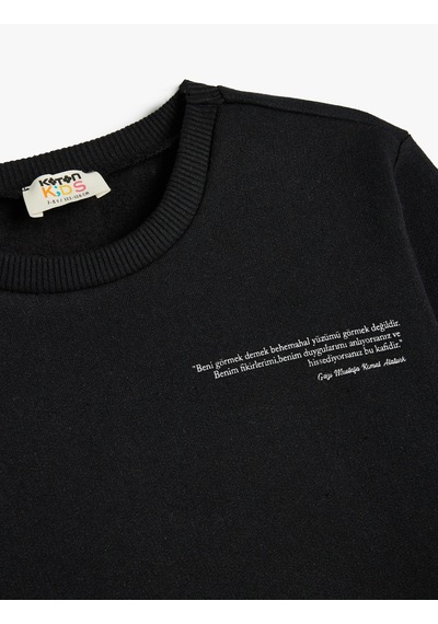 Koton Sweatshirt Arkası Atatürk Baskılı Bisiklet Yaka Uzun Kollu Siyah 5wkb10221tk Siyah