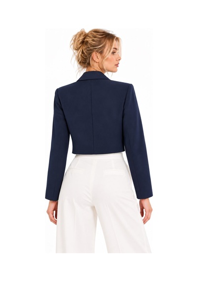 Lafela Kruvaze Kapama Yapılı Crop Blazer Lacivert
