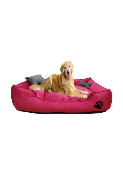 Mavi Vitrin Yıkanabilir Kumaş Pati İşlemeli Büyük Irk Köpek Yatağı L 100 x 80 CM