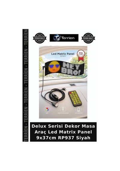 Delux Serisi Dekor Masa Araç Led Matrix Panel 9x37cm Rp937 Siyah