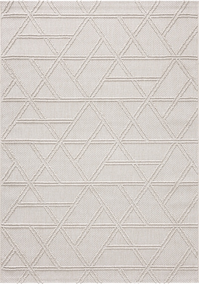 Alba Krem Geometrik Çizgili Tozumaz Salon Koridor Balkon Teras Bahçe Oturma Odası Halısı 19241a Krem