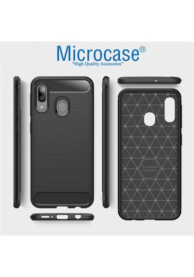 Microcase Samsung Uyumlu Galaxy M10S Brushed Carbon Kilif - Siyah 387489089