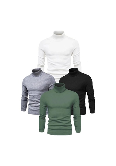 Erkek 4 Adet Kaşkorse Boğazlı Full Likralı Fitilli Slimfir Body