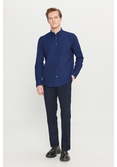 Altınyıldız Classıcs Erkek Lacı Pamuklu Tailored Slim Fit Dar Kesim Gizli Düğmeli Yaka Armürlü Gömlek