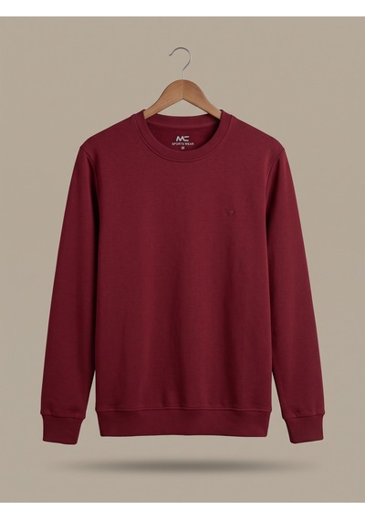 Maccali Erkek Bordo İki İplik Bisiklet Yaka Sweatshirt