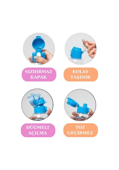 Flosoft Çift Renk Düğmeli Tüp Suluk, Okul Ve Sporcu Matarası, Motivasyonel Su Şişesi 750Ml Turuncu