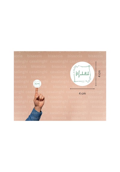 Yeşil Renkli Mashallah Etiketi Yuvarlak Mat Sticker Bebek Partisi Kutlama Mevlit 4 Cm 90 Adet Çok Renkli
