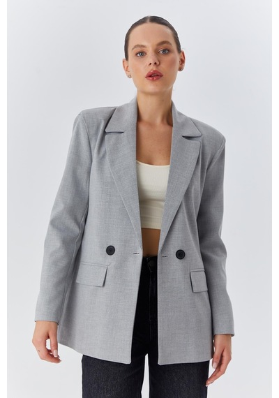Mixray 4516 Kadın Bezayağı Blazer Ceket Gri