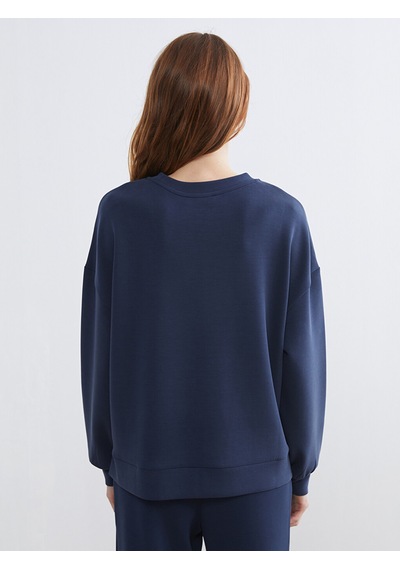 Lcw Vision Lacivert Bisiklet Yaka Oversize Kadın Sweatshirt